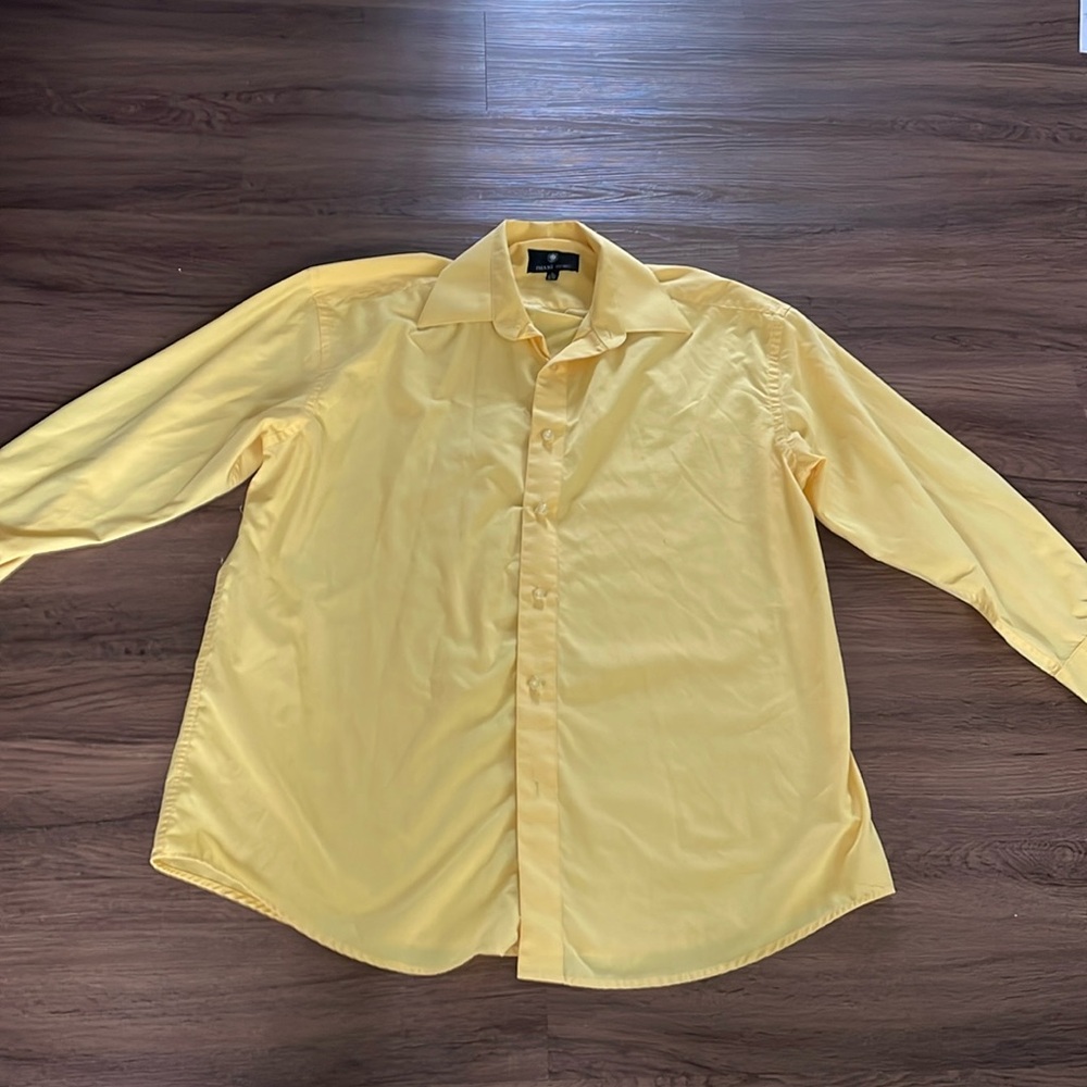 Imani Uomo Yellow Long Sleeve Dress Shirt Men Size Medium